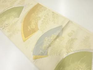 アンティーク　地紙に菊模様織出し袋帯（材料）